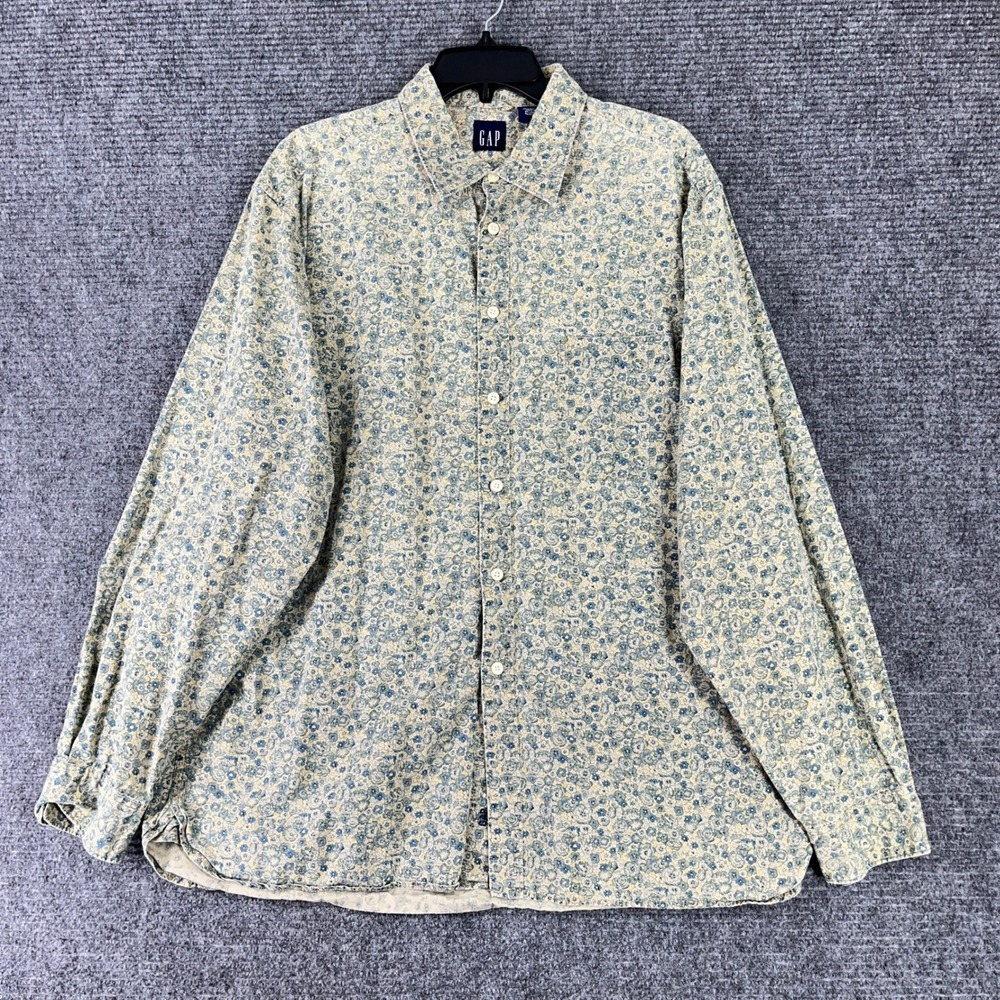 Gap Floral Shirt Men L‎ Cotton Pocket Heritage Relaxed Classic Woven Utility - Picture 3 of 10